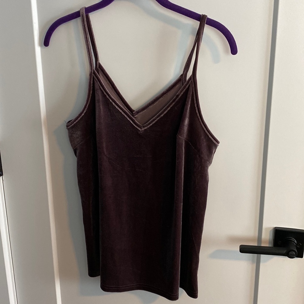 H&M Velour V Neck Tank Purple EUC
